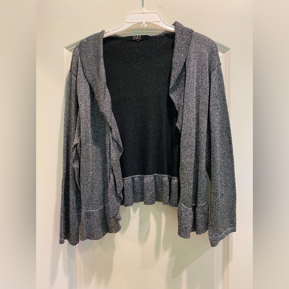 Alex Marie Silver Dressy Cardigan Shawl in Size XL